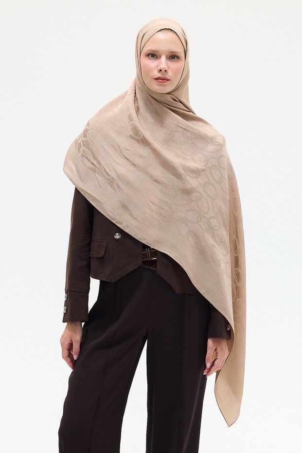 Naia Jacquard Shawl Chain Pattern - Mink