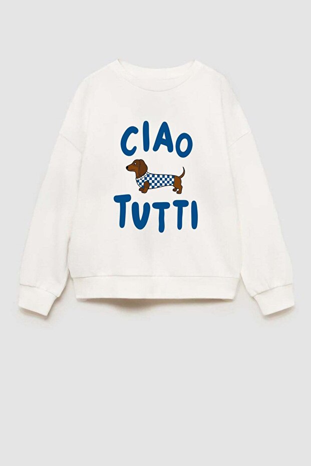 Boy's 3 Thread Fabric Dog Printed Cotton Sweatshirt
