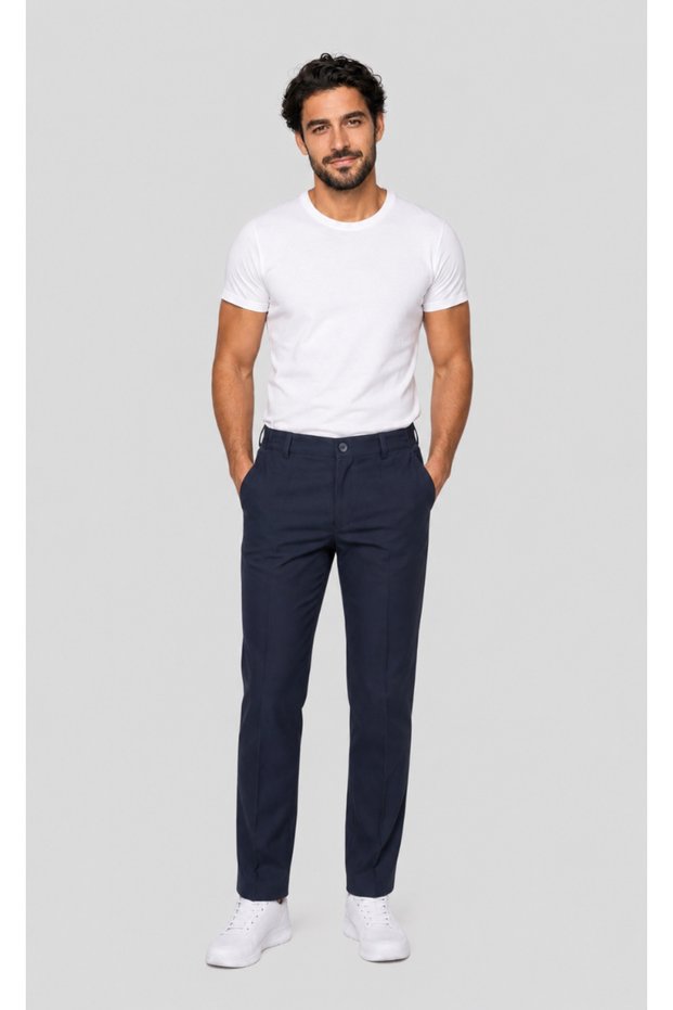 Men's Belted White, Navy Blue, Black Alpaca Fabric Doctor and Nurse Medical Single Bottom Trousers