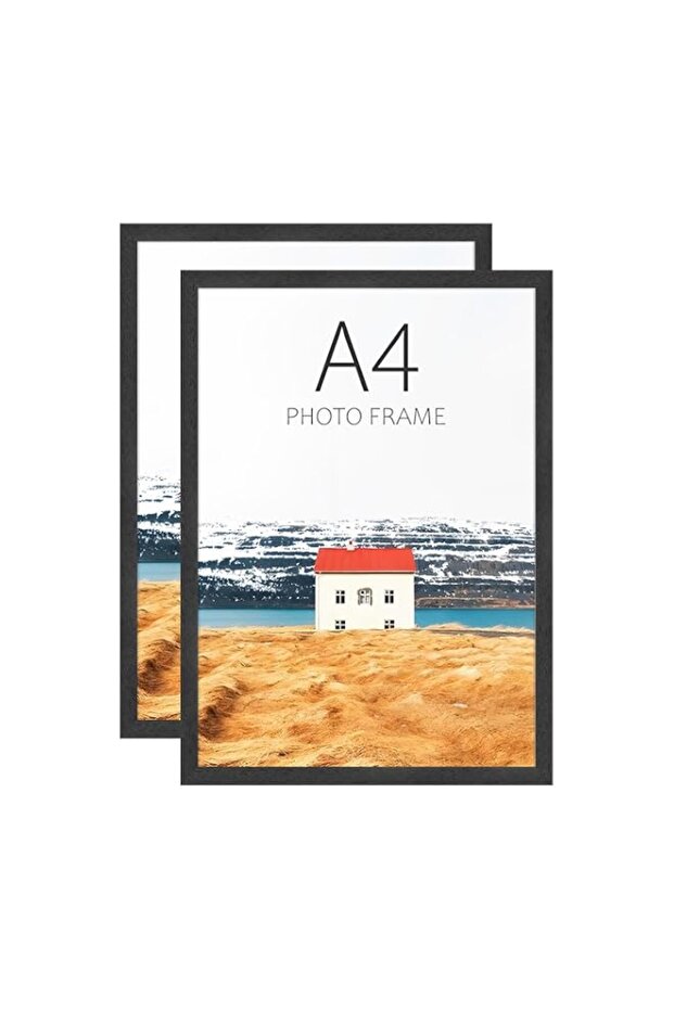 A4 Picture Frame 100% Solid Wood,2Pack-A4 Poster Frame with Acrylic Glass, 21cm x 29.7cm Certificate Frame for Table Top and Wall Mounting,Black