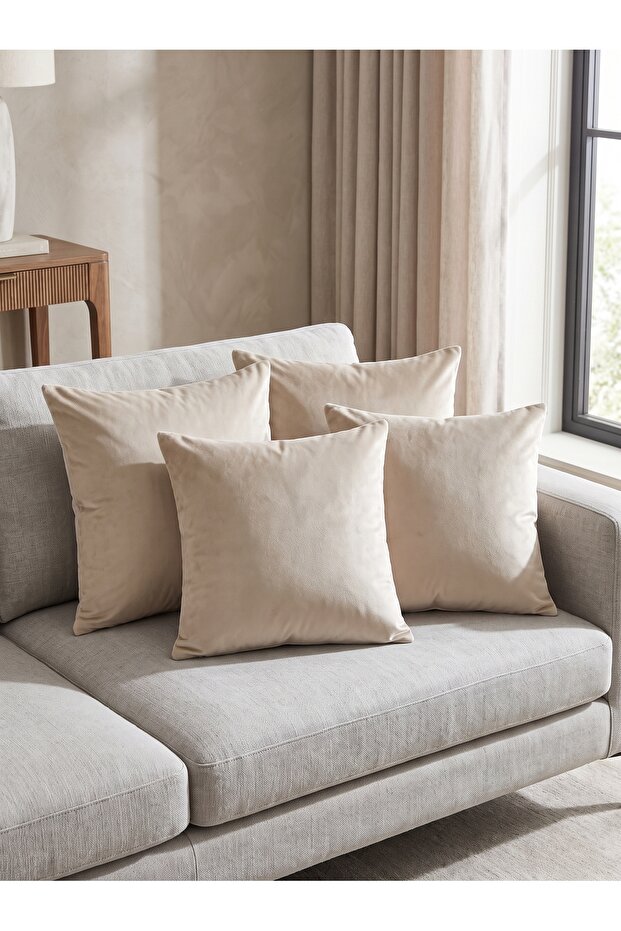 Set of 4 Velvet Cushion Covers 45X45 cm - Velvet Fabric Decorative Pillowcases