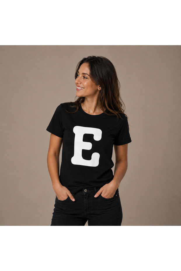 Family Matching Black T-Shirt Love Letter Printed Mom Dad Kids T-Shirt Family Set