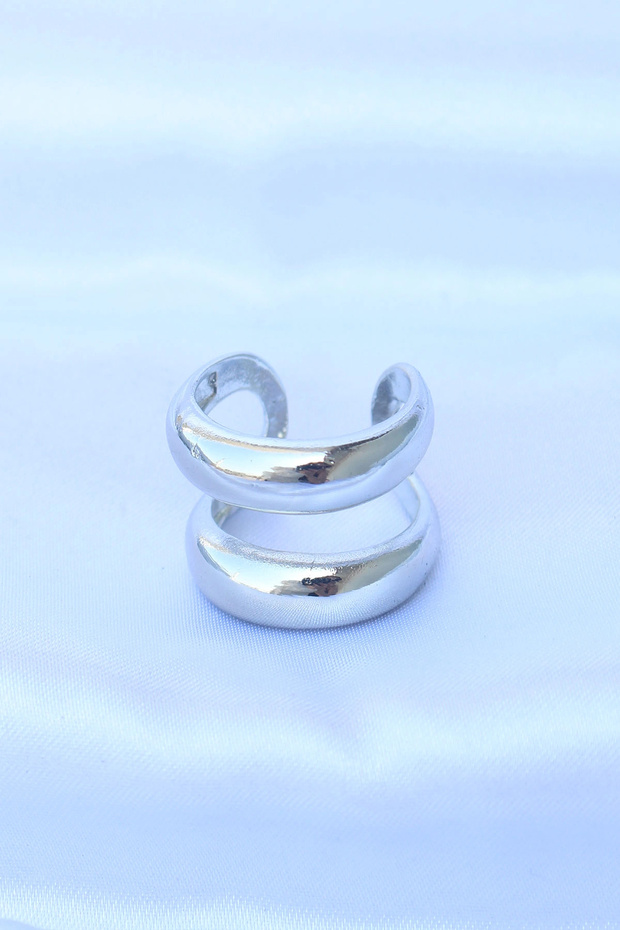 Brass Silver Color Adjustable Strip Ring