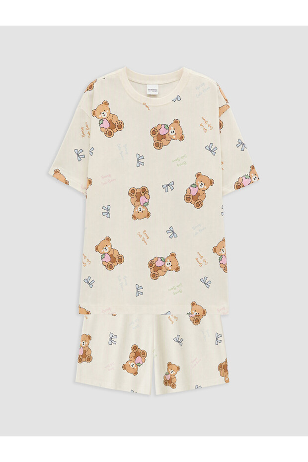 Sparkling Choices from Shining Store Zero Roba Collar Printed Girls' Pajama Set