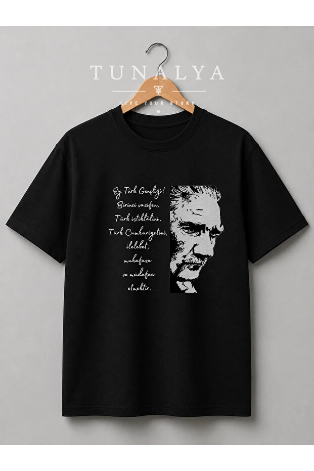 Tunalya Ataturk and Turkish Flag August 30Th October 29Th April 23Rd Designed Premium Printed Unisex Cotton National Day T-Shirt