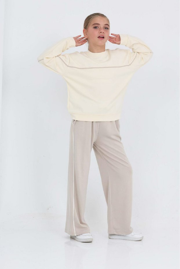 Girl's Suit - Double Face Fabric - Wide Leg Pants 12756Blt