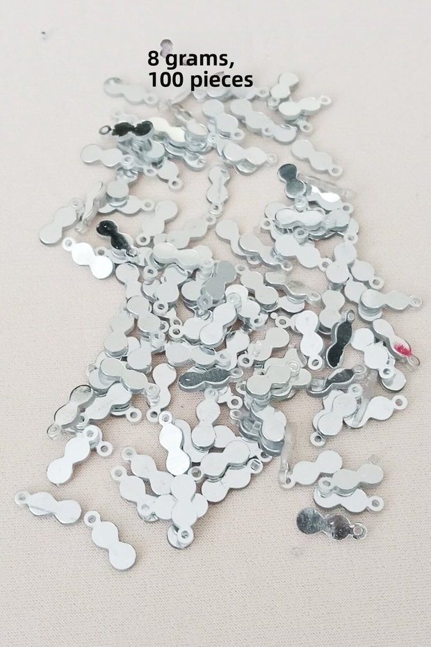 Oya evening bracelet necklace plexi metallic plastic sequin silver color 8 gram 100 pieces - bnc508