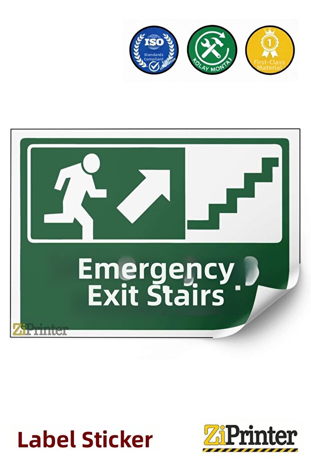 Fire Exit Staircase Isg Warning Sign Sticker 25X35 cm
