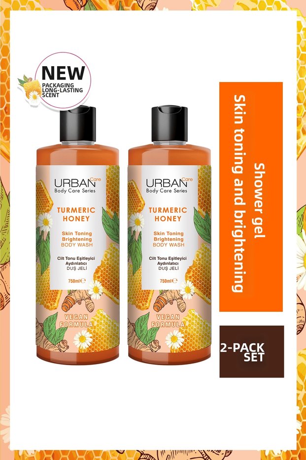 Turmeric Honey Skin Tone Equalizing and Brightening Shower Gel Set of 2-750 Ml-Vegan