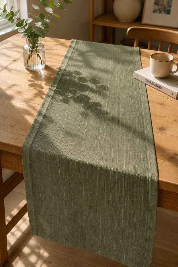 Terra Premium Linen Look Khaki Runner 40X140 cm