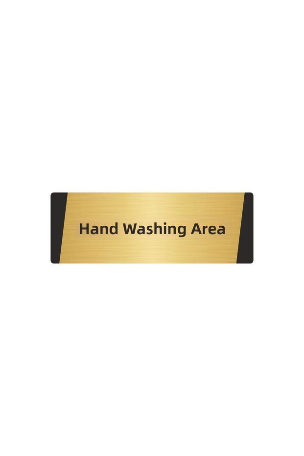 Hand Washing Area Metal Warning Sign 5X20 cm Gold Color
