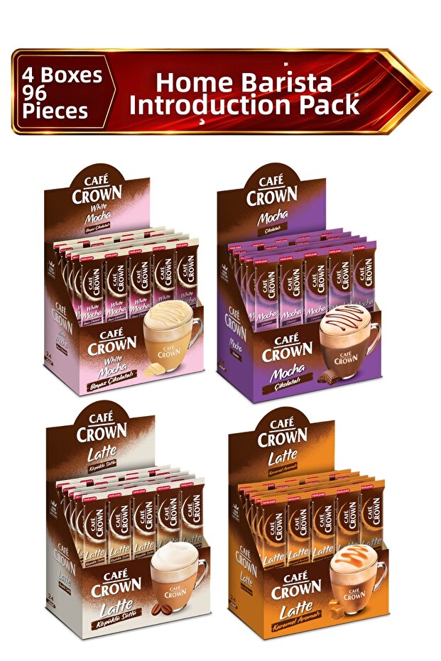 At Home Barista Introduction Package (Mocha, White Mocha, Latte, Caramel Latte) 4 Boxes 17g X 24 Pieces