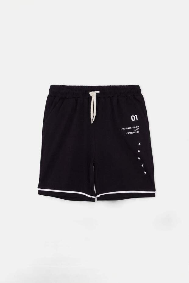 Siyah Düz Örme Şort & Bermuda TKDSS26SR00026 - 3