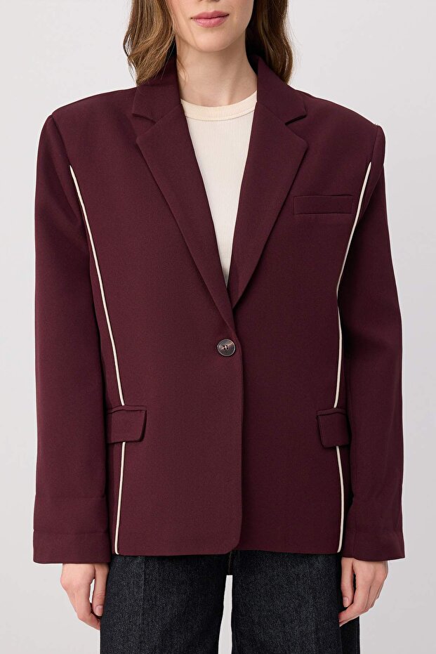 Mürdüm Ekstra Oversize Biyeli Blazer Ceket TWOSS26BC00058 - 3