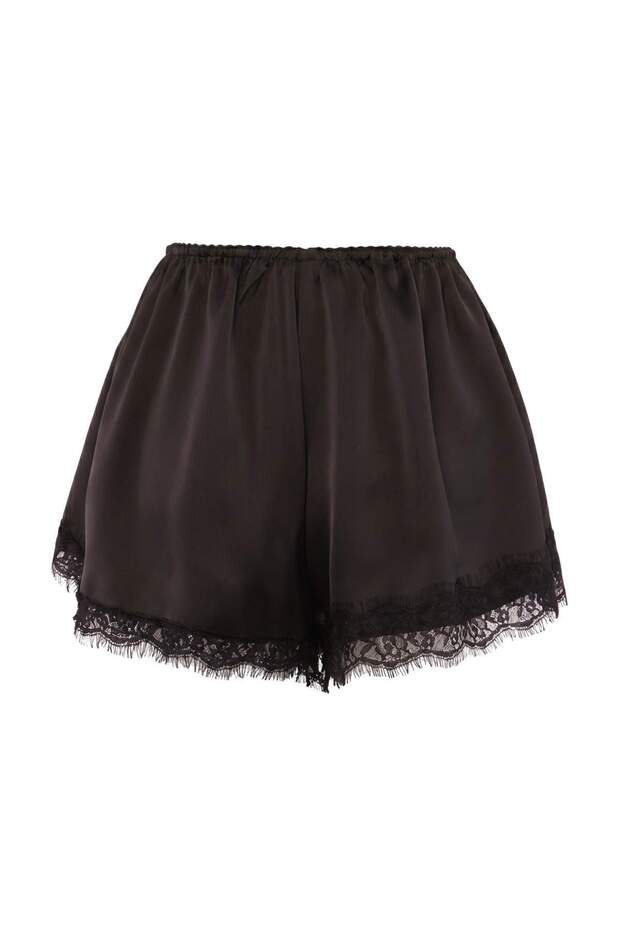 Siyah Saten Dantel Garnili Dokuma Şort & Bermuda TPRSS26SR00003 - 3