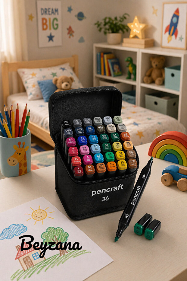 BEYZANA Pencraft 36’lı Profesyonel Marker Boya Kalem Seti Çantalı