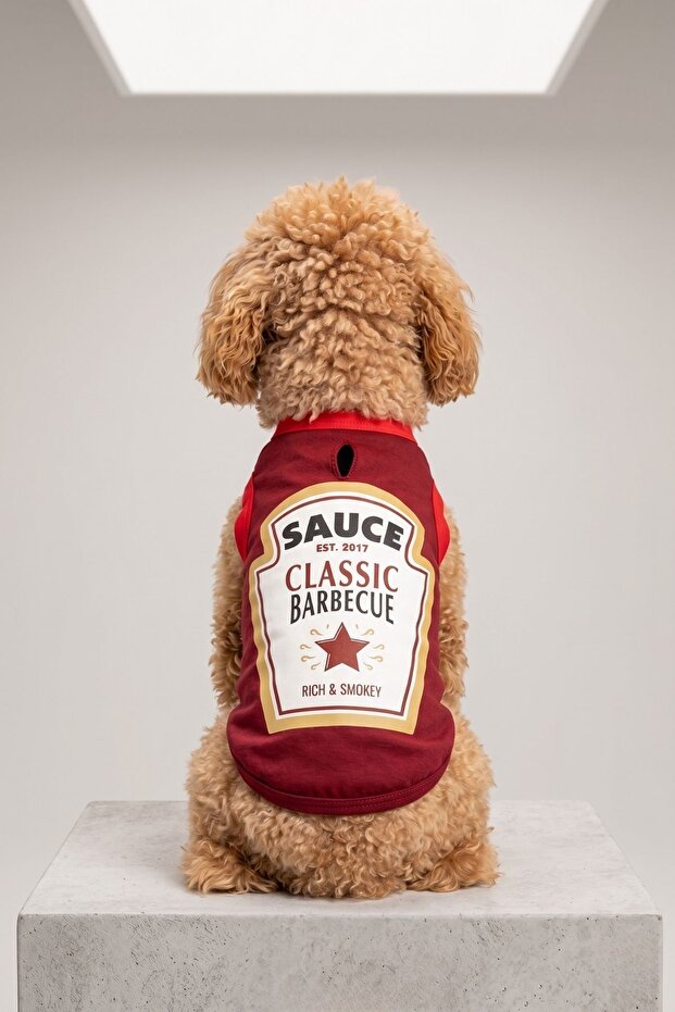 Dog Dress, Dog Combed Cotton Undershirt, Barbeque Souce, Small Breed Dogs