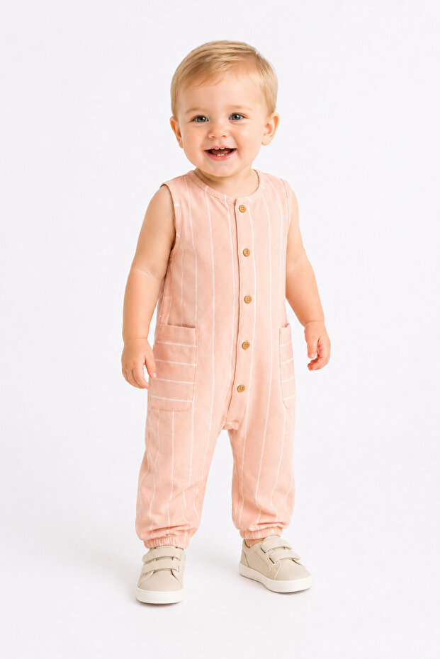 Boy's Cotton Fabric Sleeveless Salopet Jumpsuit