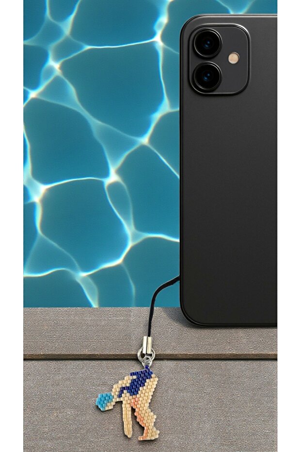 Miyuki Beads Handmade Swimming Swimmer Phone Charm - Charm