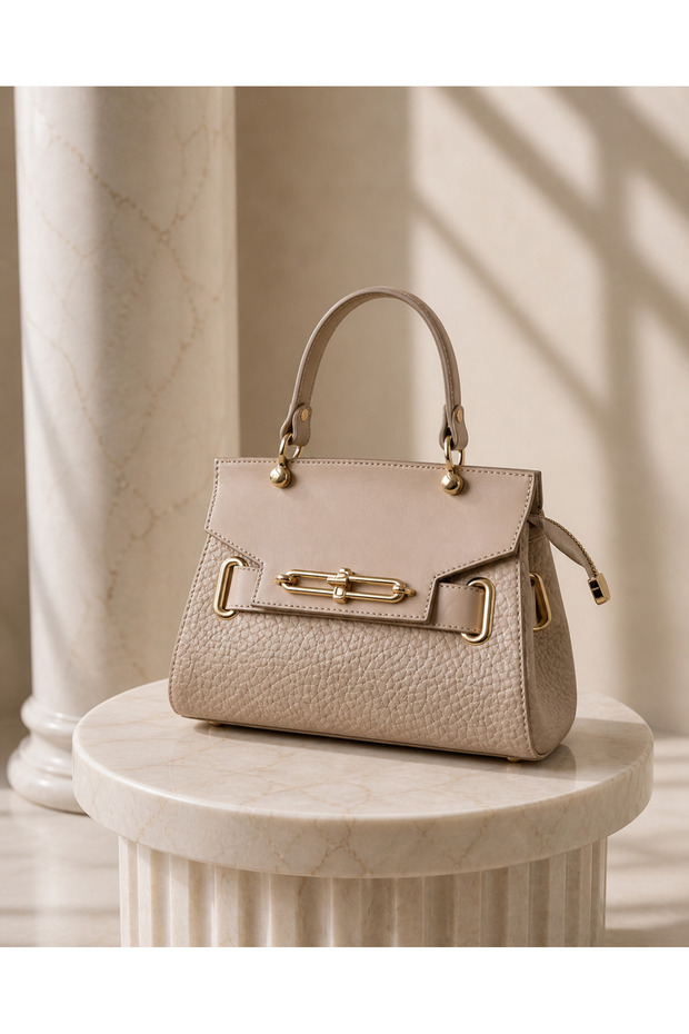 Women's Premium Quality Lock Detail Accessory Crossbody Hand and Shoulder Bag