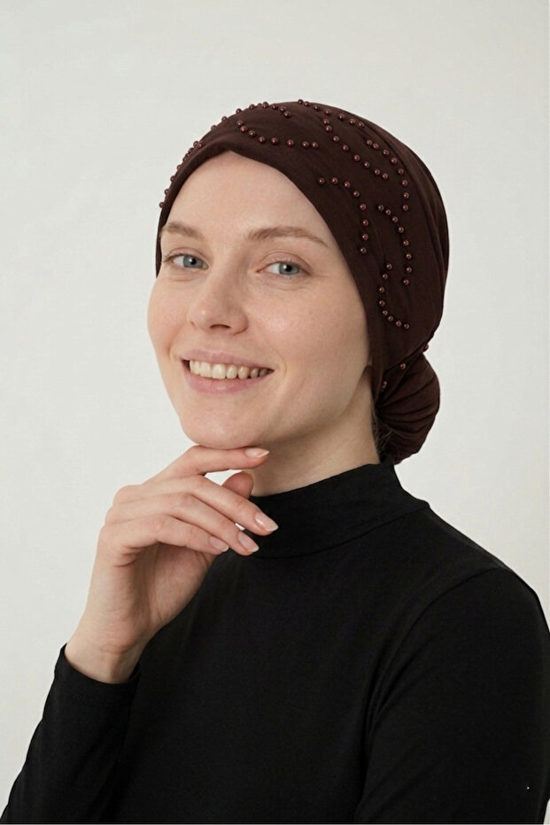 Knotted Coffee Instant Turban Hijab Bonnet Suitable for Medical Use