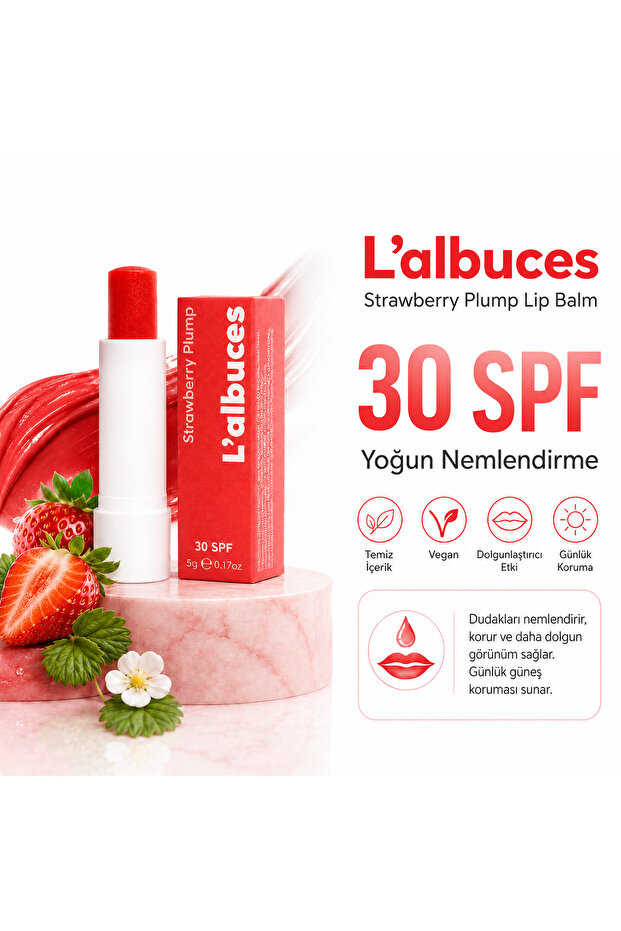 30 Spf Strawberry Plump Lip Balm - Plump Lips and Sun Protection