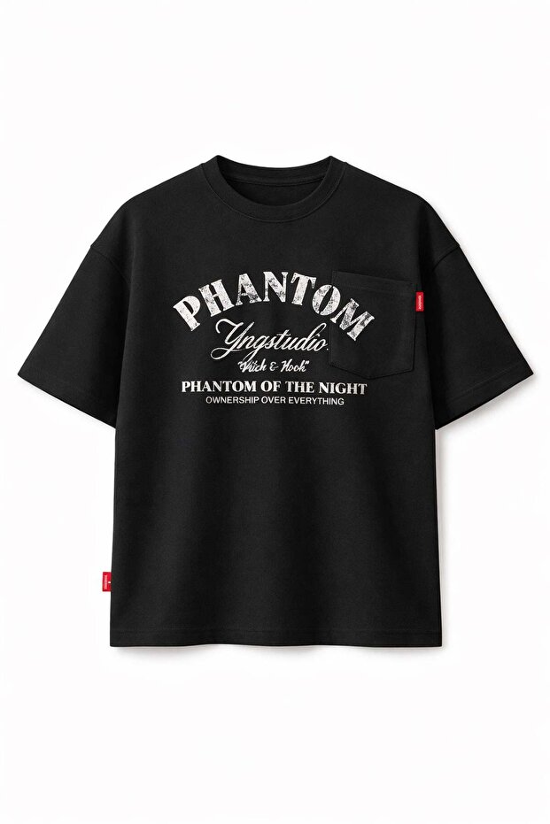 Short Sleeve Boxy Fit Printed T-Shirt Black