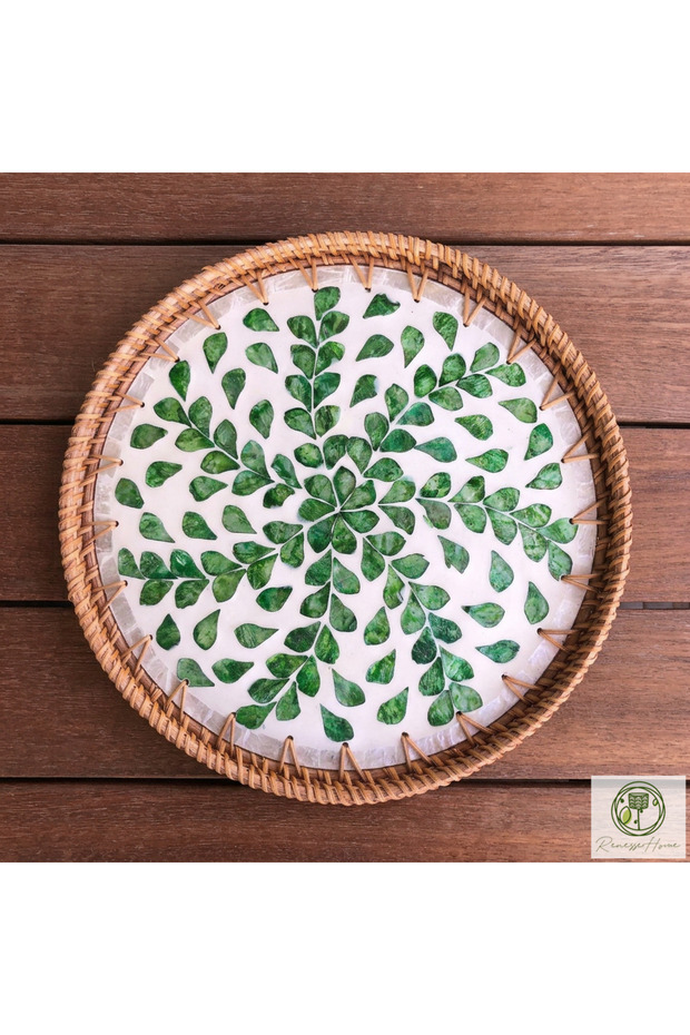 Adiri Handmade Rattan Tray 30 cm – Natural Wicker Presentation Tray, Bohemian Decorative Serving Tray