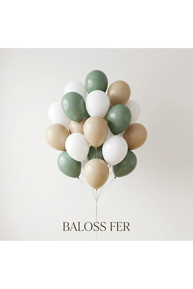 18-Piece Pastel Eucalyptus & White & Sea Sand Balloon Set Engagement Birthday Party Decoration