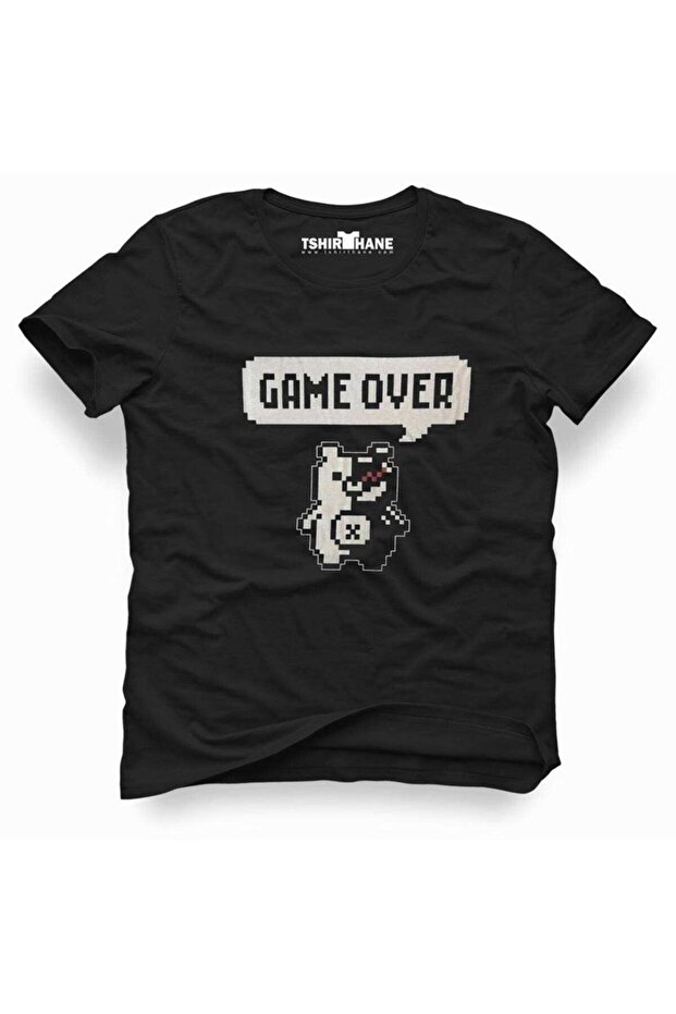 تيشيرت رجالي أسود مطبوع من Monokuma Game Over Bear