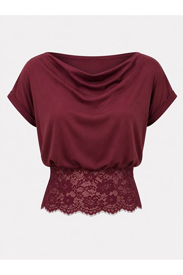 Women's Sandy Fabric Lace Detailed Off-Shoulder Blouse 205