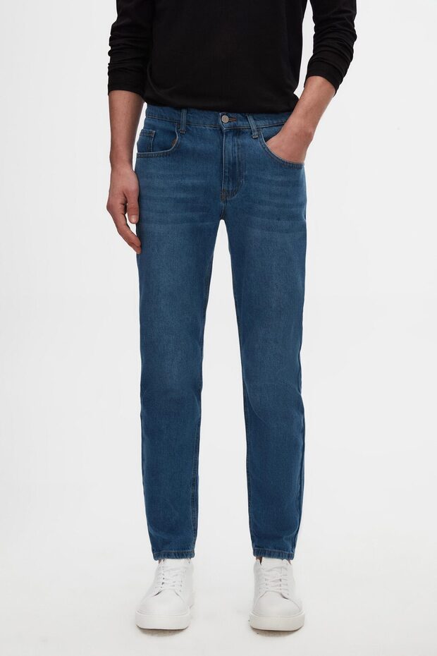 Ds Damat Comfort Fit Blue Straight Jean Jeans Five-Pocket Washable Denim Trousers