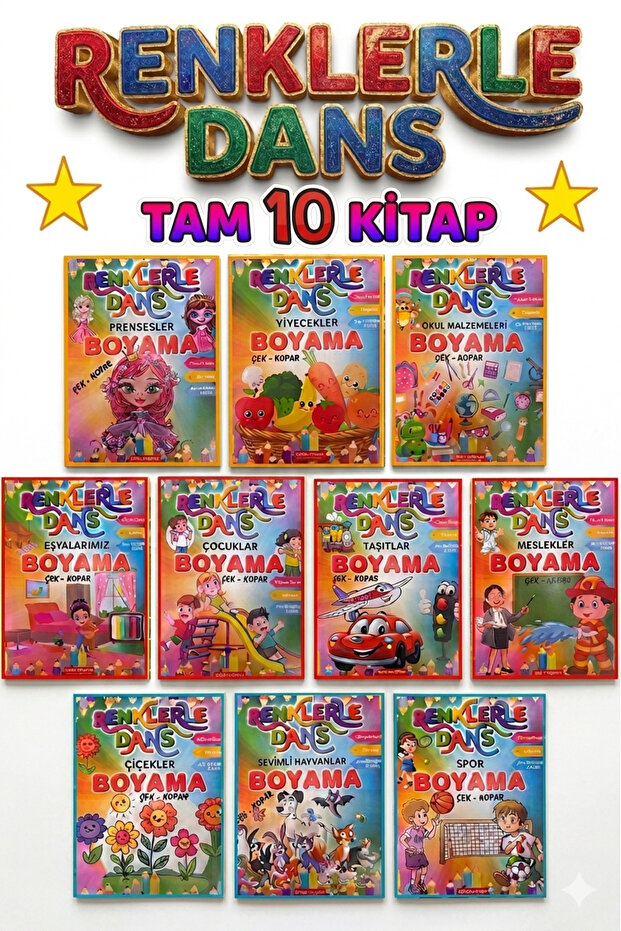 GÖNÜL YAYINCILIK 3-7 YAŞA UYGUN 10 'LU SÜPER BOYAMA KİTAP SETİ