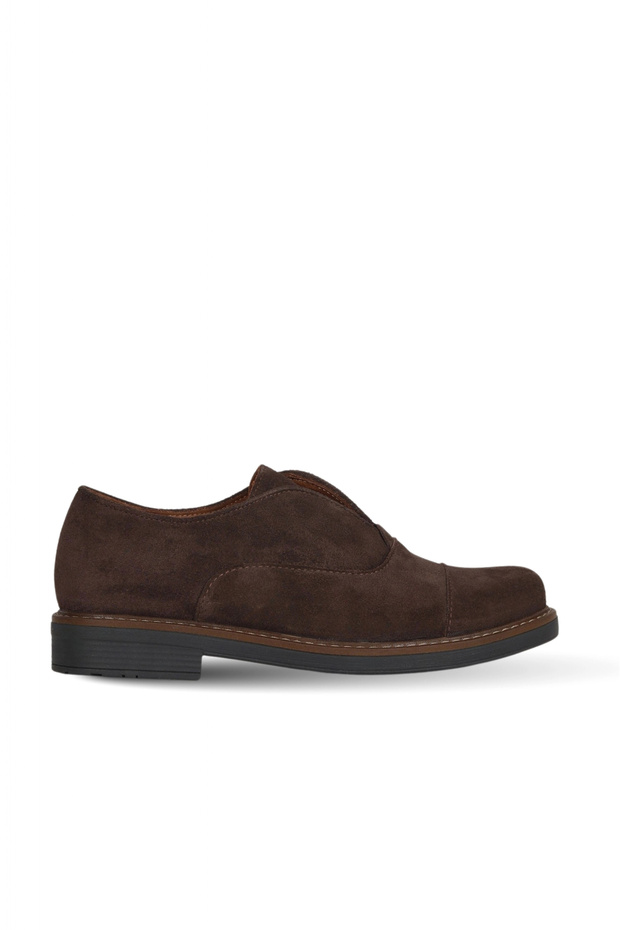 Brown Suede Women's Low Heel Shoes 01Wf2200