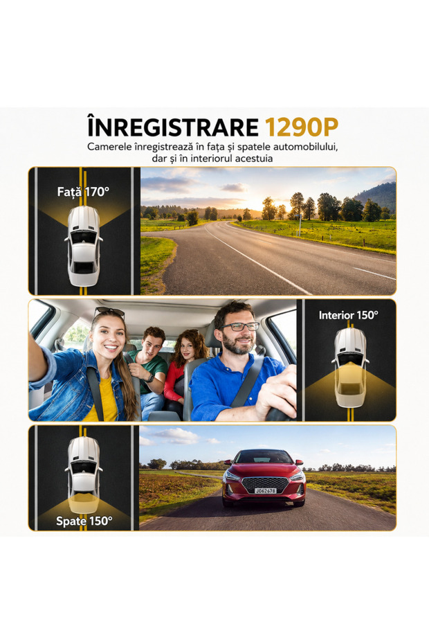 Cameră auto DVR triplu Road Team Pro - 5
