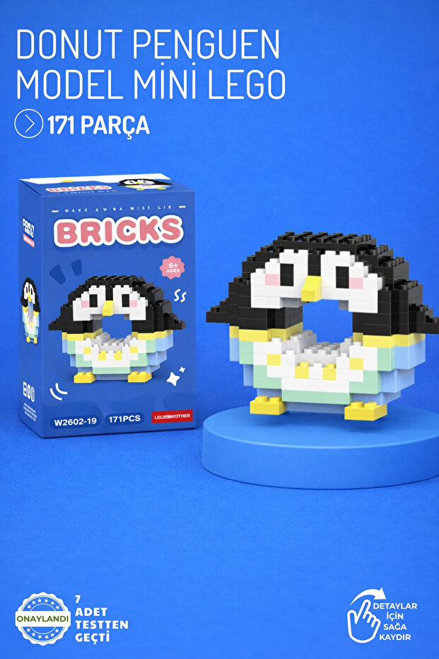 Donut Penguin Model Character Figure 3D Building Toys