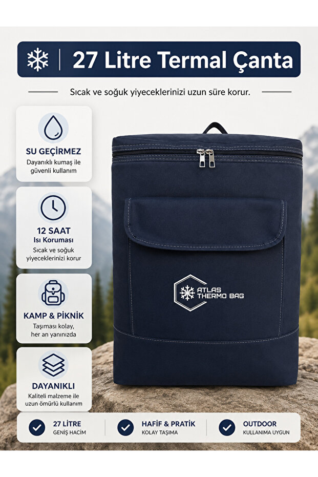 27 Liters Thermal Insulated Backpack Picnic Camping Beach Thermos Hot Cold Thermal Bag