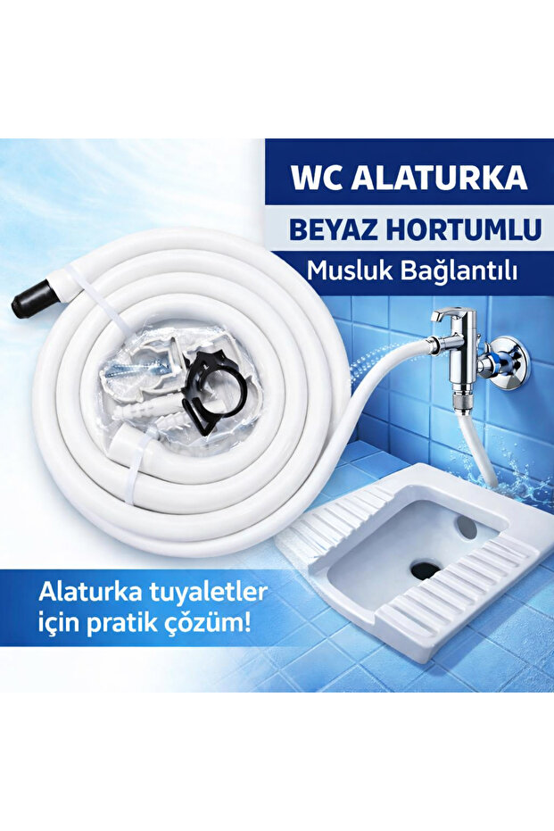 Straight Wc Bathroom Bidet Hose 100 cm White
