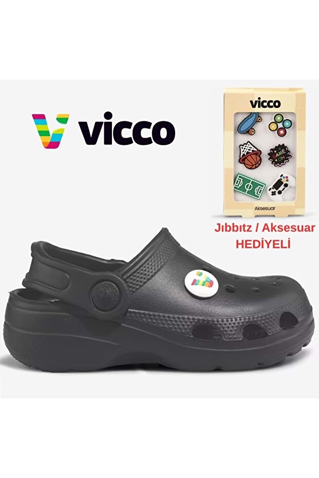 Didim Jıbbıtz Orthopedic Unisex Children's Slippers with Accessory Gift Black