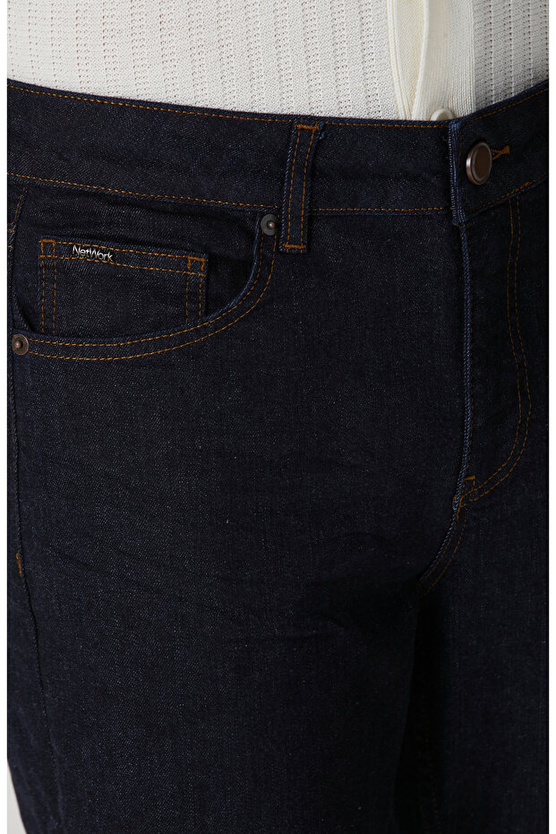 Lacivert Denim Pantolon - 4