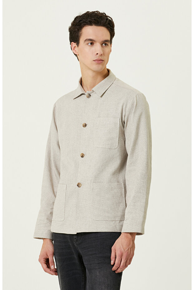 Bej Jakarlı Blazer Ceket - 3