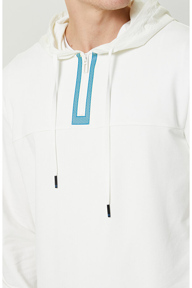 N-Tech Ekru Kapüşon Yaka Sweatshirt - 5