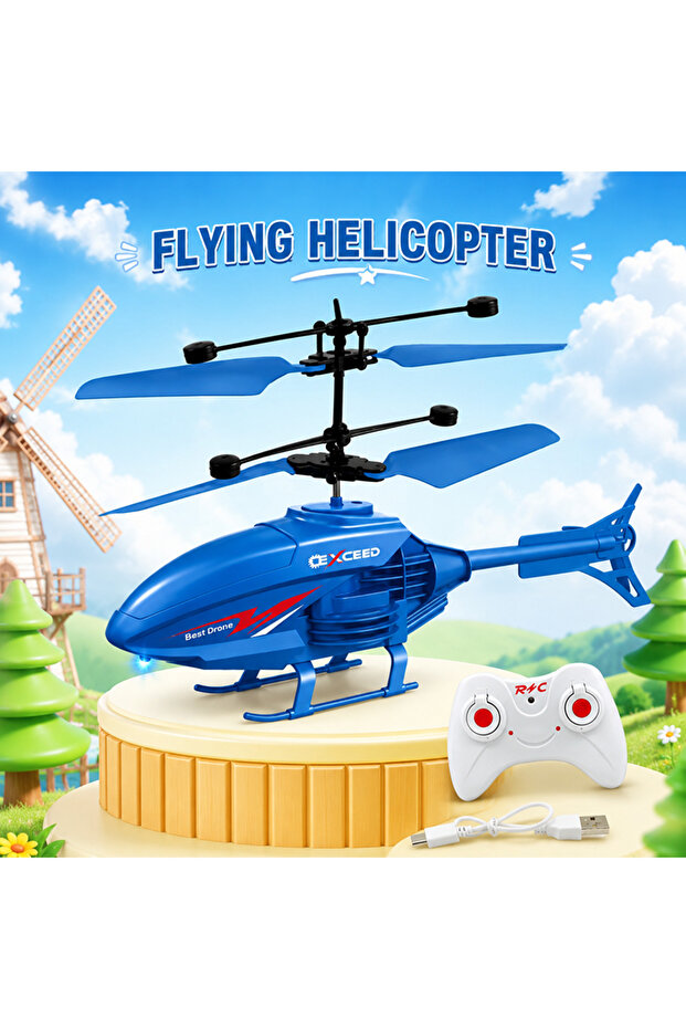 Blue Crash Resistant Remote Control Aircraft Induction Helicopter Dual-mode Suspended Drone Toy with
