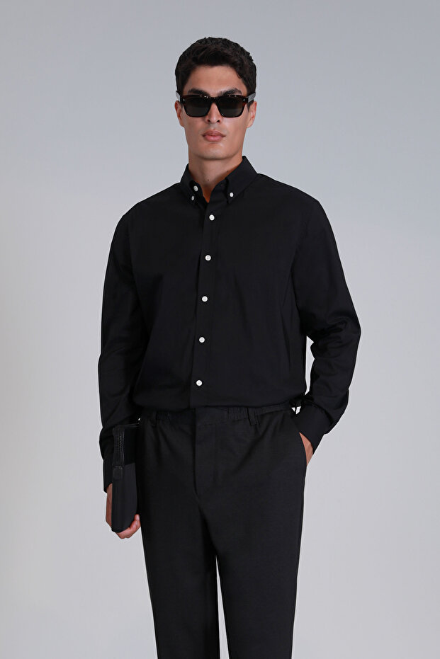 Jakob Erkek Basic Gömlek Slim Fit Siyah - 1
