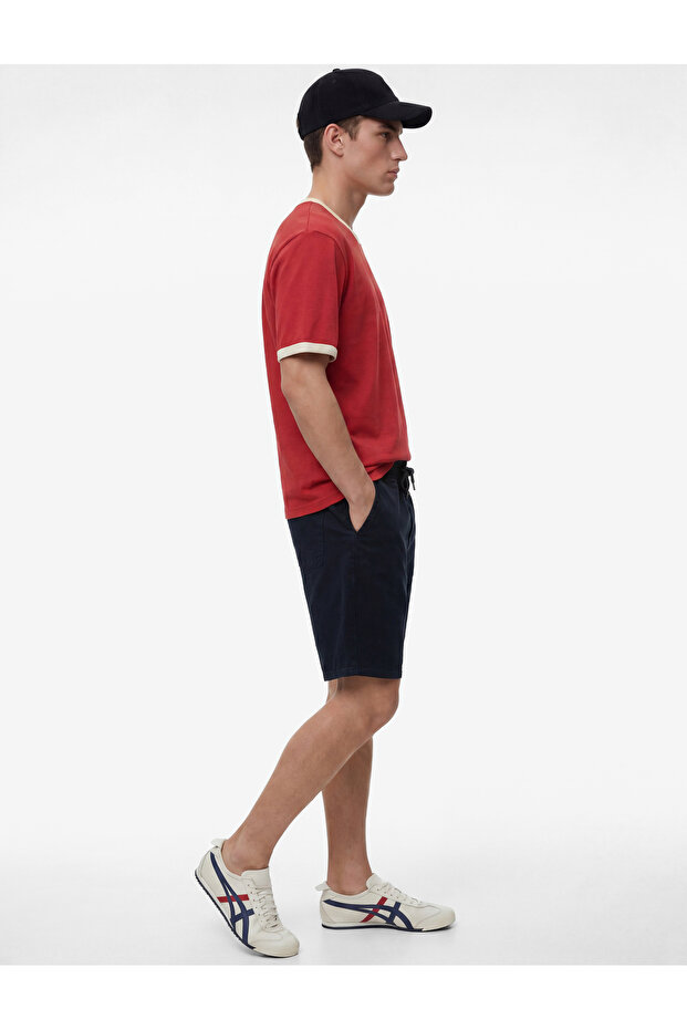 Cotton Comfortable Fit Jogger Bermuda Jean Shorts with Lace-Up Waist