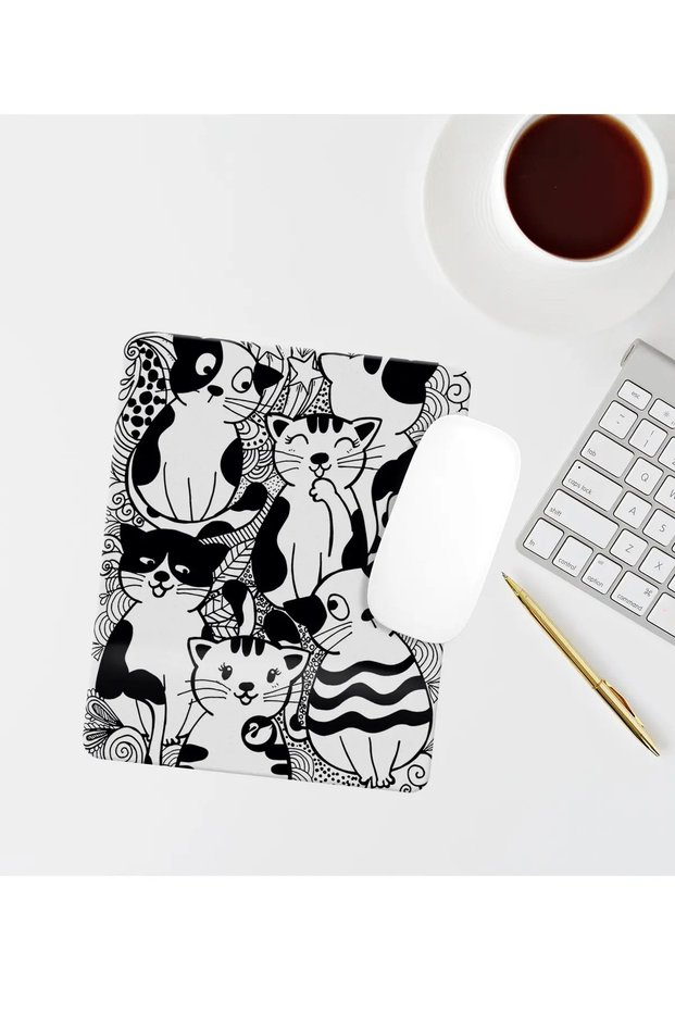 Rectangular Mouse Pad with Doodle Drawing Wrist Support Mouse Pad