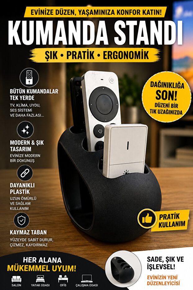 Remote Control Stand, 3-Slot Plastic Controller Holder