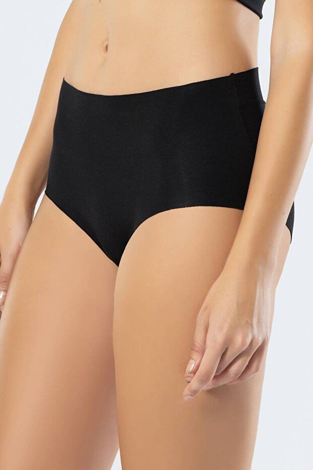 Women's Laser Cut Silicone High Waist Slip Black