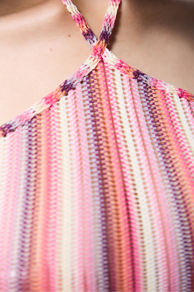 Ριγέ Moi Halter γιακά Crop Top - 6