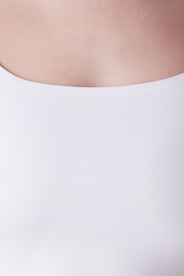 Square Collar Strap White Top - 6